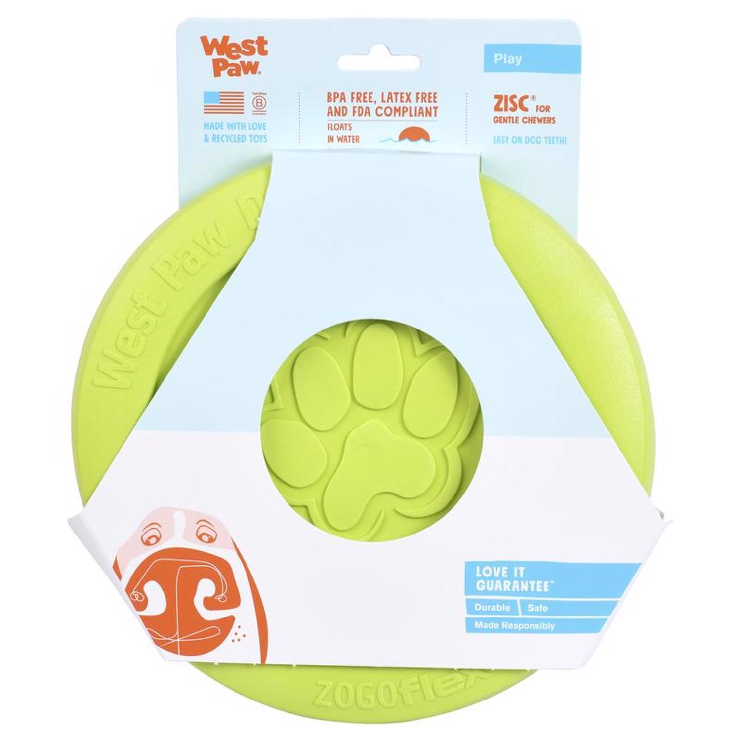 West Paw Zogoflex Green Plastic Zisc Disc Pet Toy Large in
