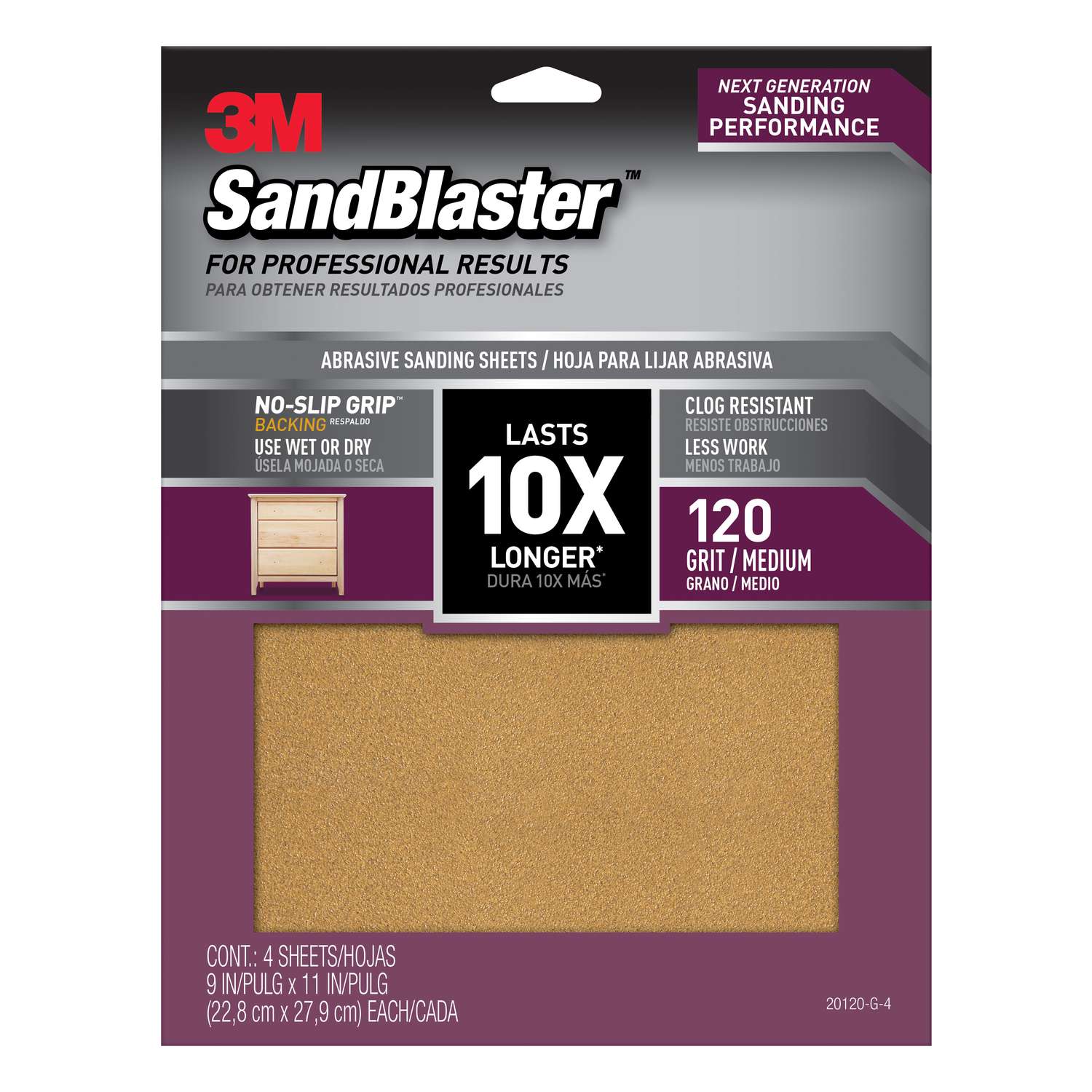 3M SandBlaster 11 in. L X 9 in. W 120 Grit Ceramic Sandpaper 4 pk Ace