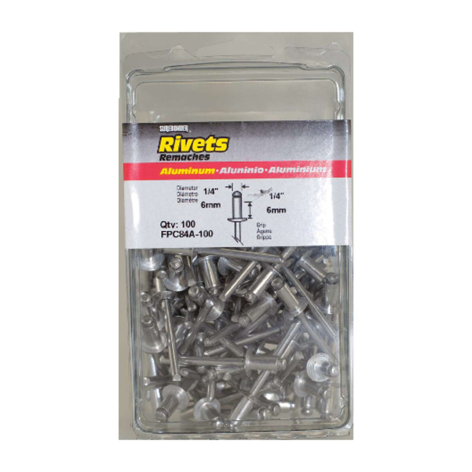 Surebonder 1/4 in. D X 1/4 in. R Aluminum Rivets Silver 100 pk - Ace ...