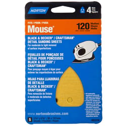 Norton 5-1/4 in. L X 3-3/4 in. W 120 Grit Aluminum Oxide Mouse Sandpaper 5 pk