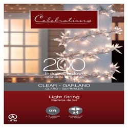 Celebrations Incandescent Clear 200 ct Rope Christmas Lights 9 ft.