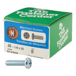 HILLMAN M6-1 X 25 in. L Phillips Pan Head Zinc-Plated Steel Metric Machine Screws 50 pk