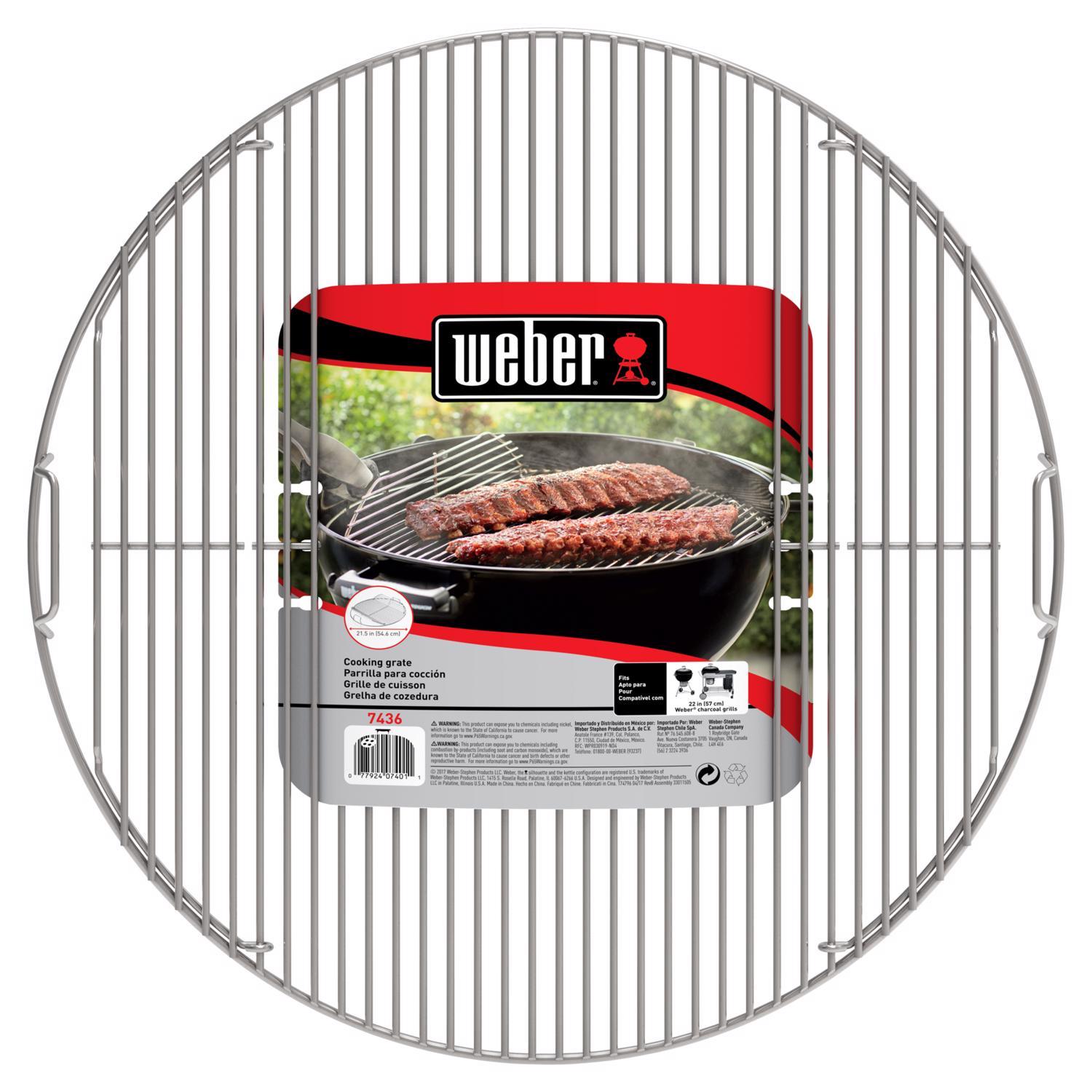 Weber 22 inch Cooking Hinged Grill Grate 22 in. 21.5 in. L X 21.5 in. W