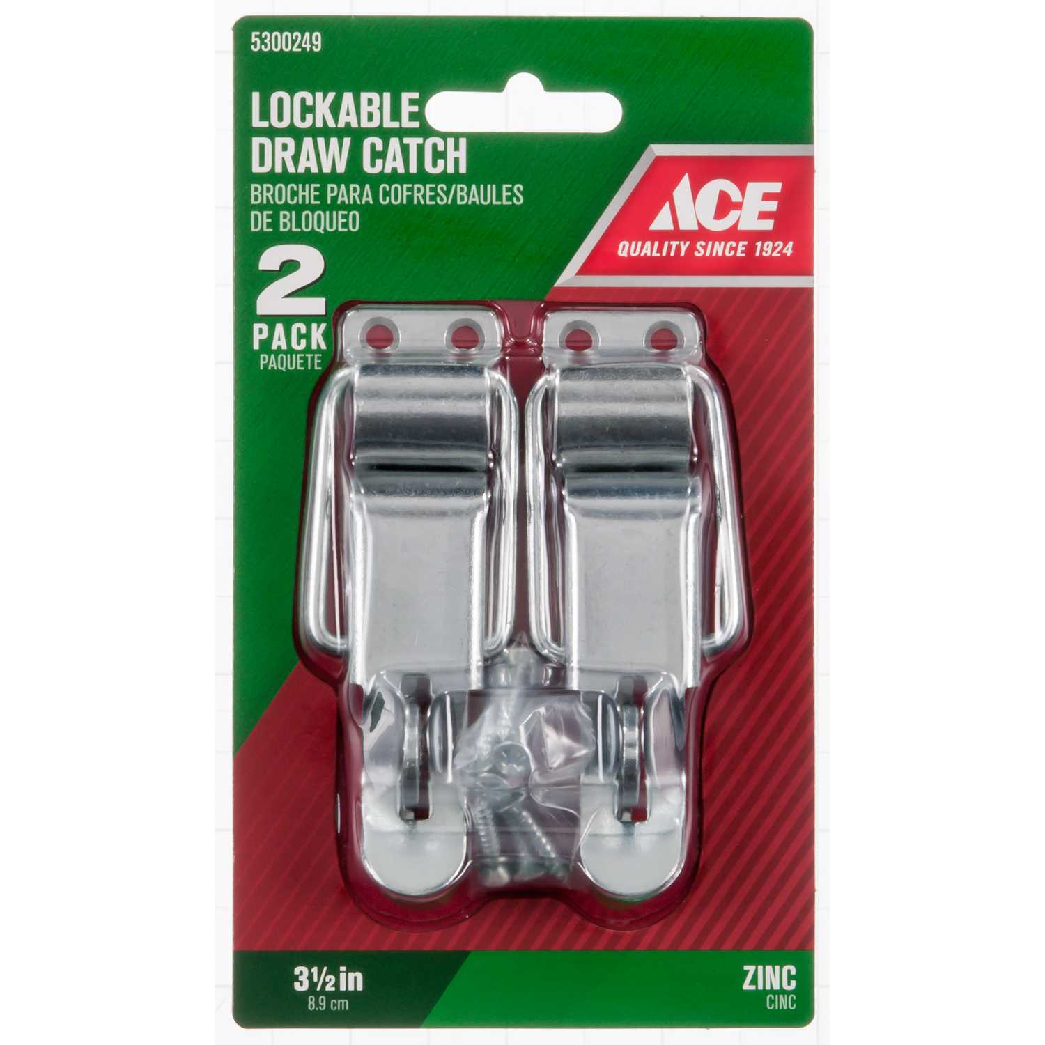 Ace ZincPlated Zinc Lockable Drawer Catch 2 pk Ace Hardware