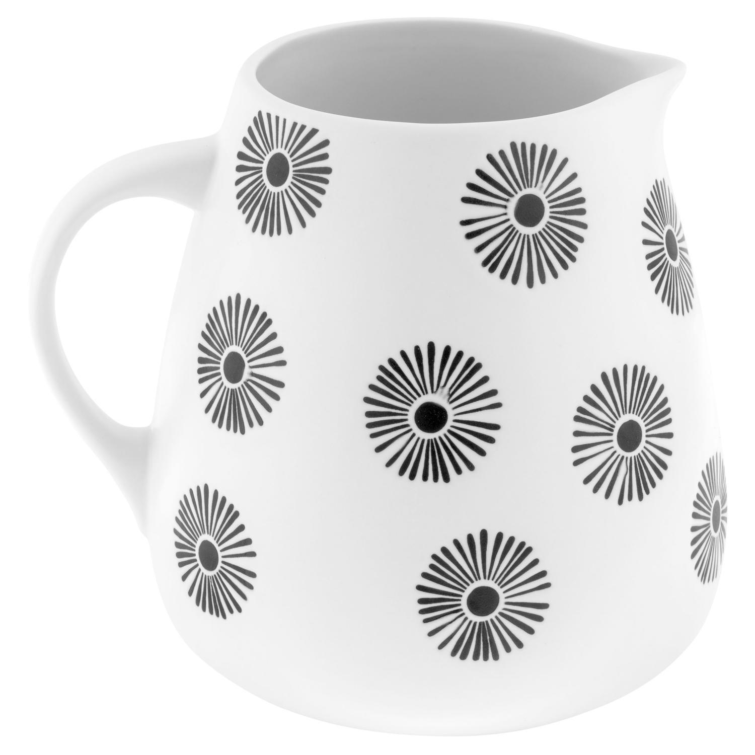 Karma Gifts Milo Black/White Stoneware Pitcher 1 pk Sansujyuku sansujyuku.com