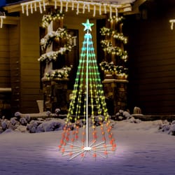 Celebrations LED Multi Straight Frame Dancing Tree 6 ft. Yard Decor