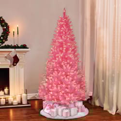 Puleo International 6-1/2 ft. Full Incandescent 300 ct Pink Pine Christmas Tree