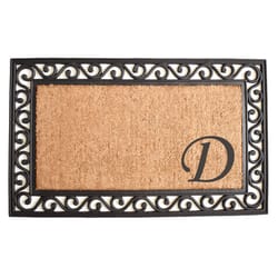 Calloway Mills Versailles Monogram 1.83 W X 3 L Black/Brown Rectangular Coir Door Mat