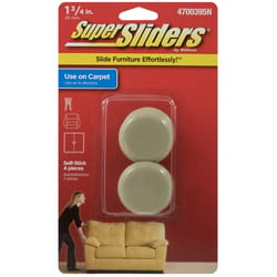 SuperSliders Plastic Self Adhesive Protective Pad Beige Round 1-3/4 in. W X 1-3/4 in. L 4 pk