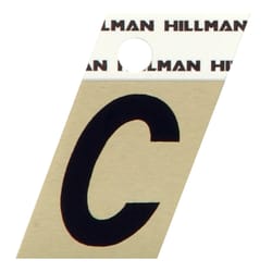 HILLMAN 1.5 in. Reflective Black Aluminum Self-Adhesive Letter C 1 pc