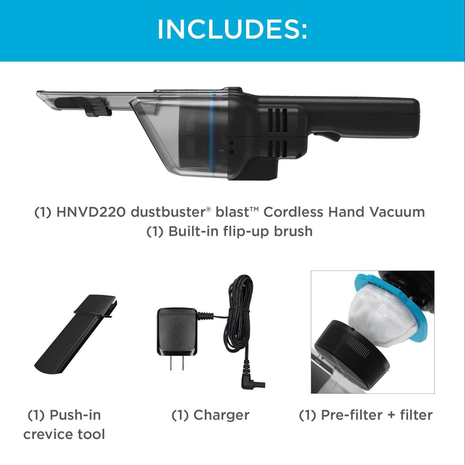 Black+decker Dustbuster Blast Bagless Cordless Washable Filter Handheld Vacuum