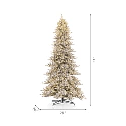 Glitzhome 11 ft. Slim 950 ct Snow Flocked Slim Fir Christmas Tree