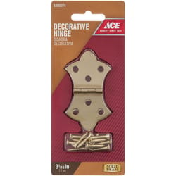 Ace 1-11/16 in. W X 3-1/16 in. L Polished Brass Brass Decorative Hinge 2 pk