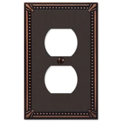 Amerelle Imperial Bead Aged Bronze 1 gang Die-Cast Metal Duplex Wall Plate 1 pk