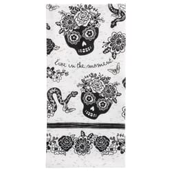 Karma Boho Black/White Cotton Sugar Skull Tea Towel 1 pk