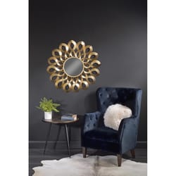 Tripar 36.2 in. H X 36.2 in. W Matte Gold Metal Starburst Mirror