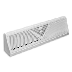 Tru Aire 4.5 in. H X 24 in. W 3-Way Powder Coat White Steel Floor Baseboard Diffuser