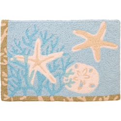 Jellybean 30 in. W X 20 in. L Multicolored Coral Fan & Starfish Polyester Accent Rug