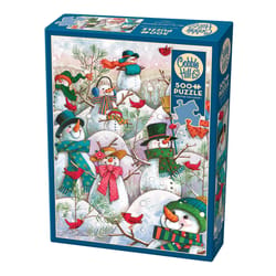 Cobble Hill Hill of Alot of Snowmen Jigsaw Puzzle Cardboard 500 pc