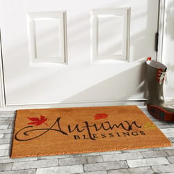 Home & More 1.42 W X 2.42 L Brown Autumn Blessings Coir Door Mat