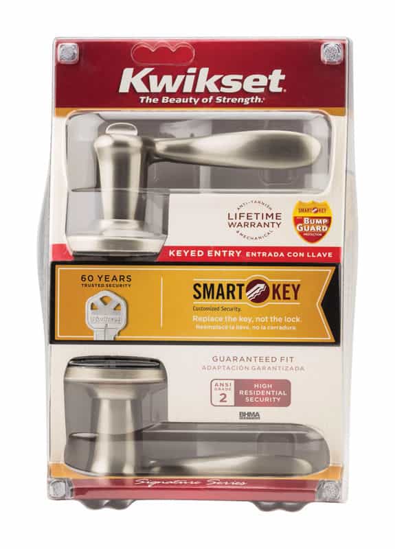 Kwikset Tustin Satin Nickel Steel Entry Lockset ANSI/BHMA Grade 2 KW1 1