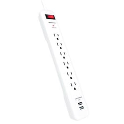 Monster Just Power It Up 3 ft. L 6 outlets Surge Protector w/USB White 1080 J