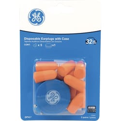 General Electric 32 dB Polyurethane Foam Bullet Earplugs Orange 5 pair