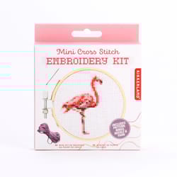 Kikkerland Flamingo Embroidery Kit Cotton/Polyerster Fabric 1 pk