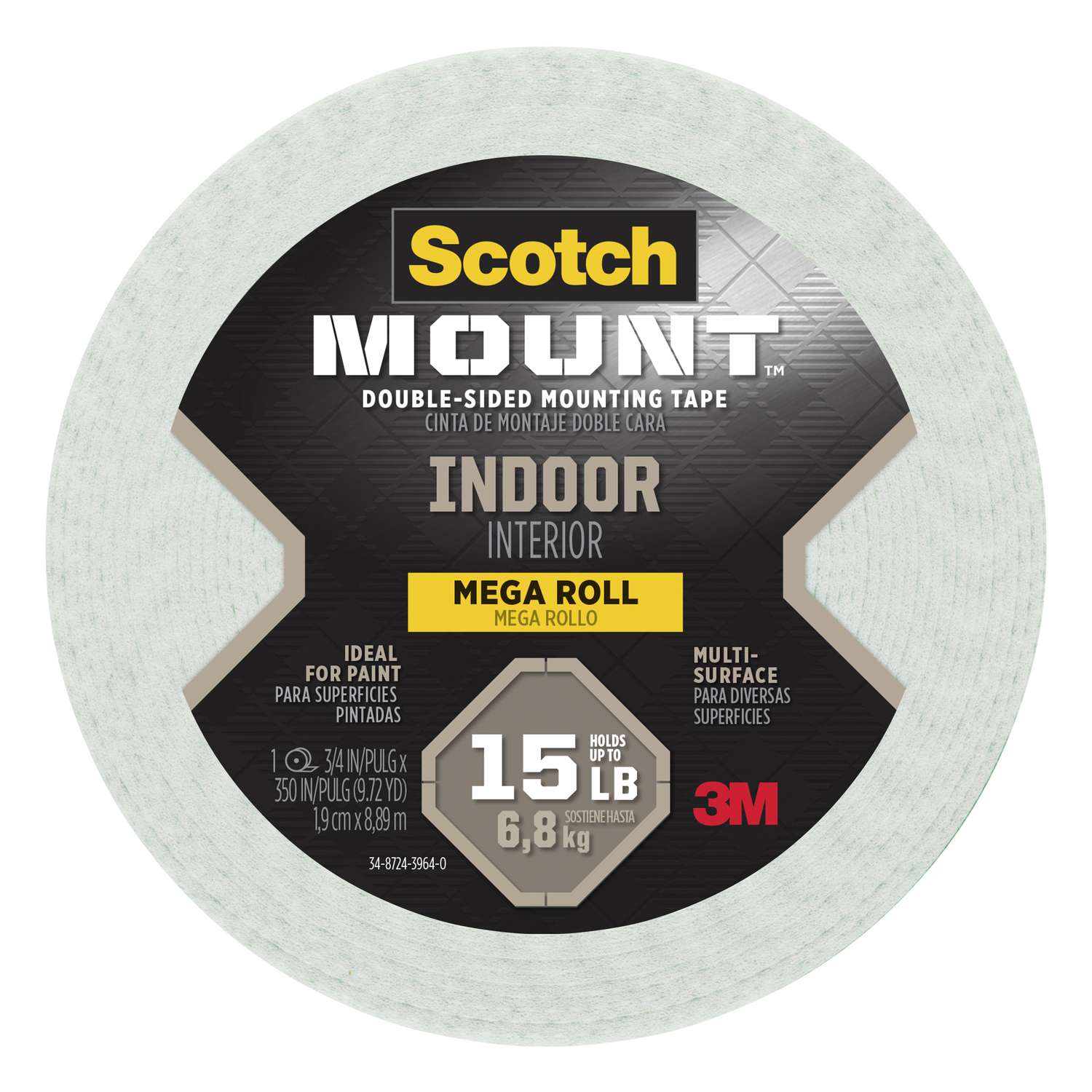 Scotch Mount Double Sided 3/4 in. W x 350 in. L Mounting Tape White