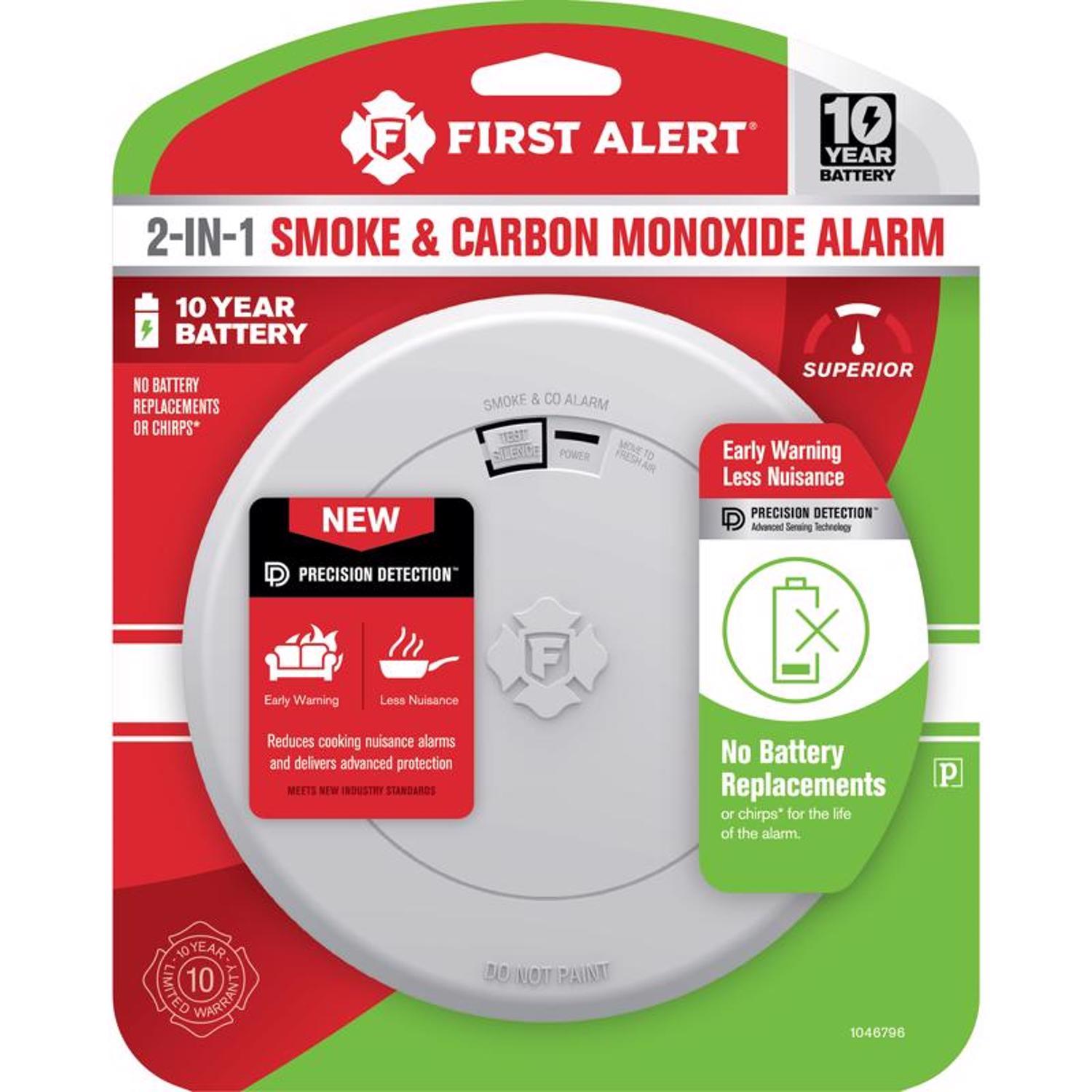 Photos - Security Sensor First Alert Slim Battery-Powered Photoelectric Smoke and Carbon Monoxide D 