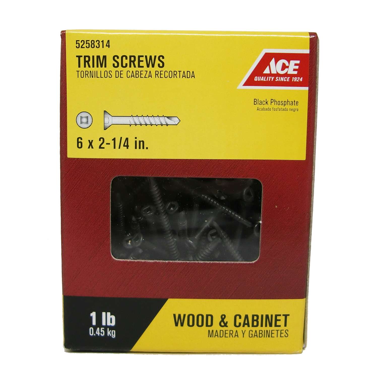 Ace No. 6 x 21/4 in. L Square Black Phosphate Trim Screws 1 lb. 165 pk