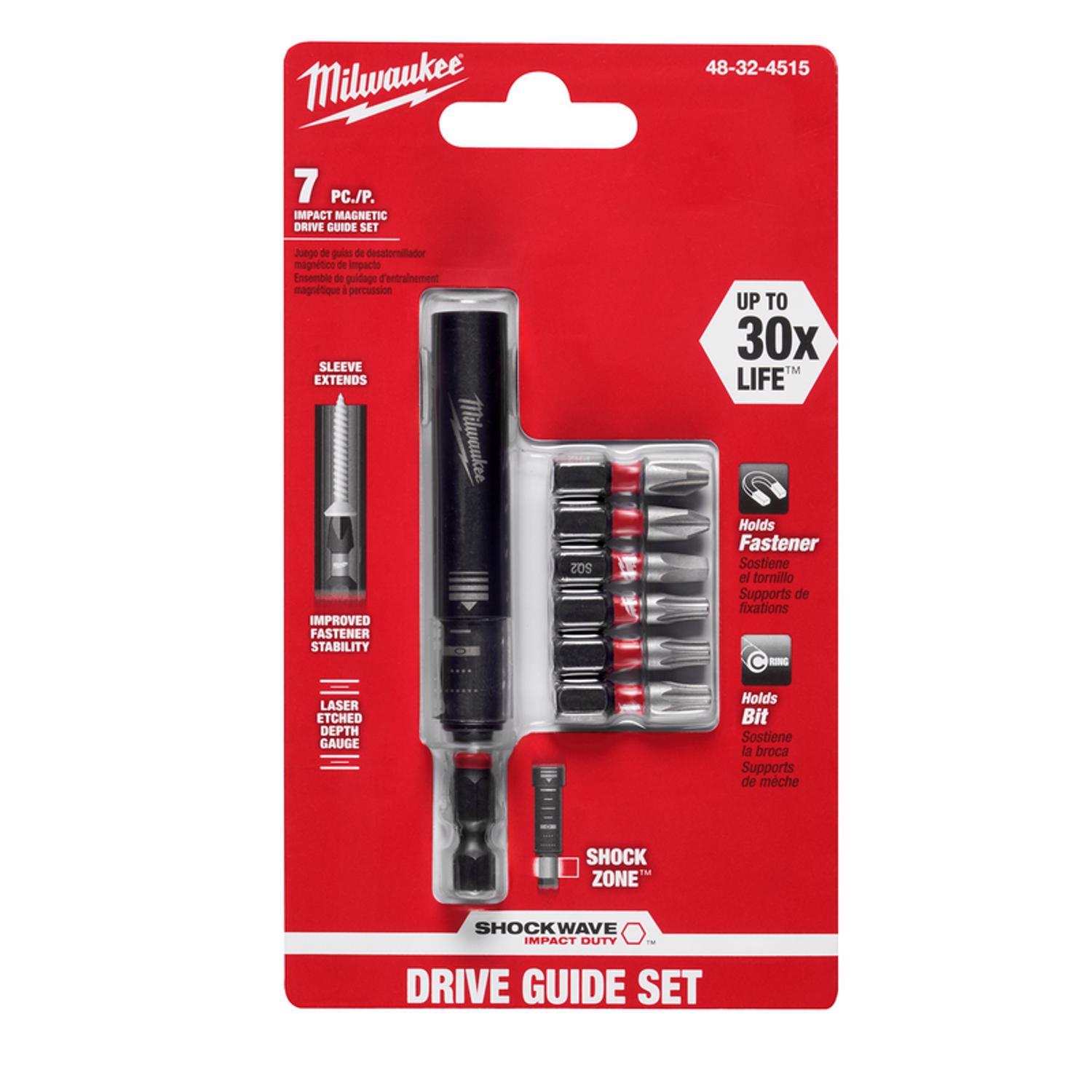 Photos - Drill Bit Milwaukee Shockwave Assorted 3 in. L Magnetic Drive Guide and Bit Set Alloy Steel 7 pc 48-32-4515 