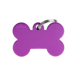 MyFamily Basic Purple Bone Aluminum Dog Pet Tags Large