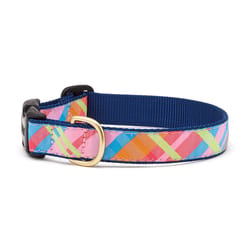 Up Country Pink Madras Nylon Dog Collar Medium