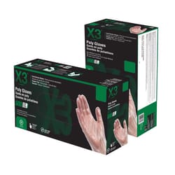 X3 Polyethylene Disposable Gloves Large Clear Powder Free 500 pk