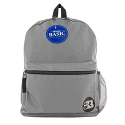 Bazic Products Basic Gray Backpack 16 in. H X 10.5 in. W