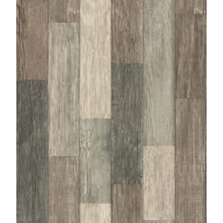 RoomMates 16.5 ft. L Dark Weathered Plank Vinyl Peel and Stick Wallpaper