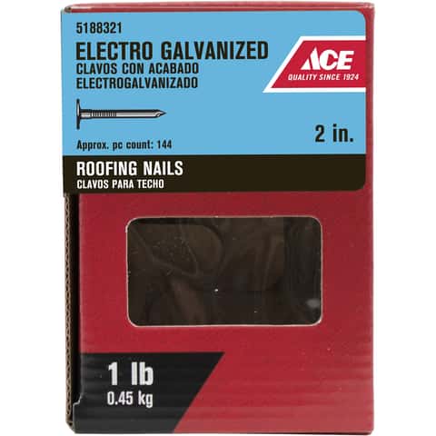 Ace 1-3/4 in. Roofing Electro-Galvanized Steel Nail Large Head 5 lb