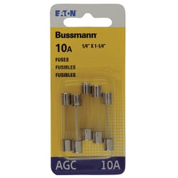 Bussmann 10 amps AGC Clear Glass Tube Fuse 5 pk