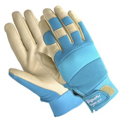 Ladies' Blue/White Goatskin Leather Garden Gloves by Midwest