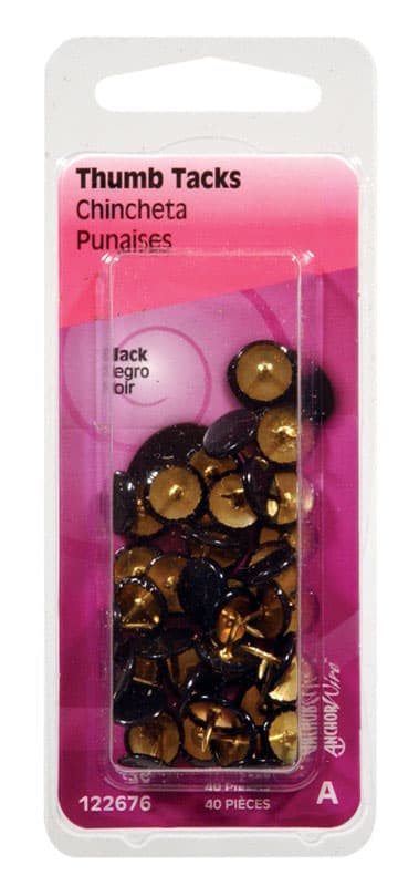 Hillman Black Push Pins 40 pk Hillman Black Push Pins 40 pk