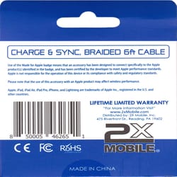 2X Mobile Lightning to Type C Charge and Sync Cable 6 ft. White