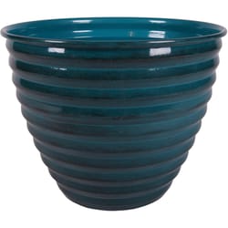 Robert Allen Avondale Metal Planter Mountain Waves Blue