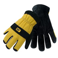 CAT Men's Indoor/Outdoor Palm Work Gloves Black/Yellow XL 1 pair