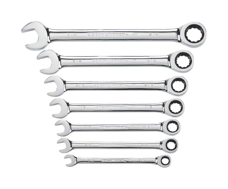 GearWrench 12 Point SAE Ratcheting Combination Wrench Set 7 pc Ace