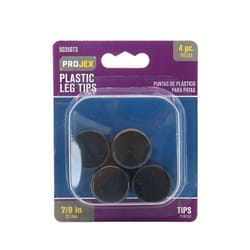 Projex Plastic Leg Tip Black Round 7/8 in. W 4 pk