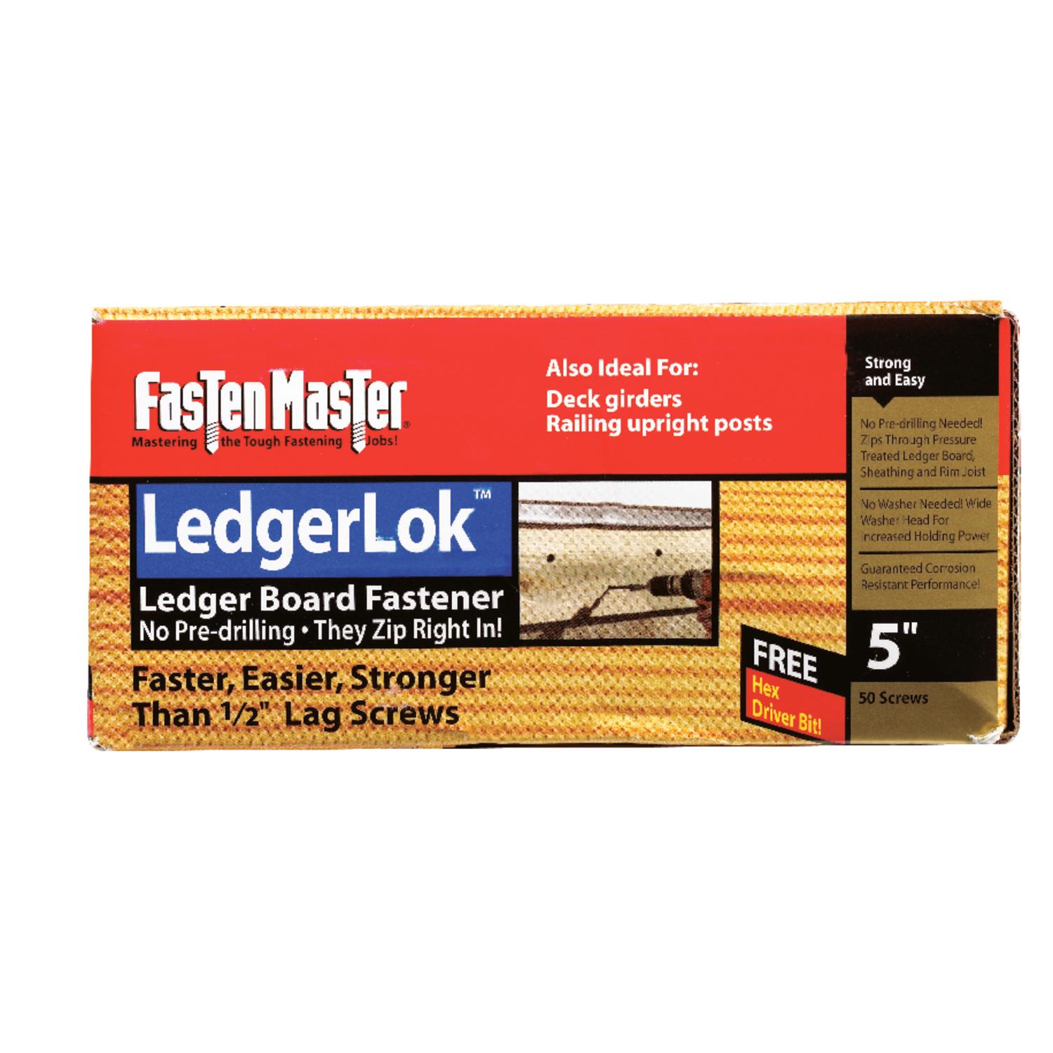 FastenMaster LedgerLok 5 in. L Silver Hex Washer Head Deck Screws 50 pk ...