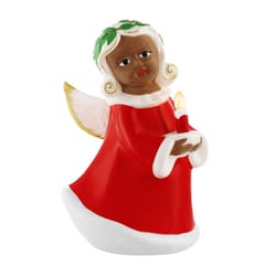 Mr. Christmas LED Red/White African American Angel Figurine 9 in.