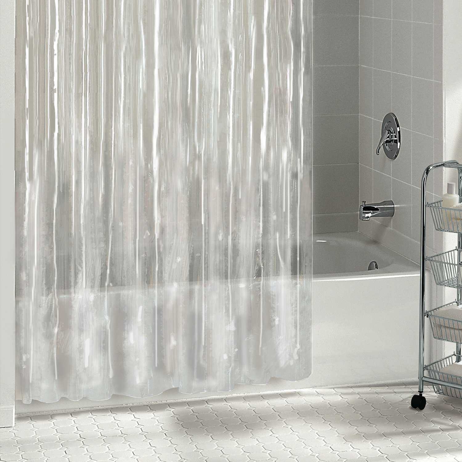 Excell 70 In H X 72 In W Clear Solid Shower Curtain Liner Vinyl