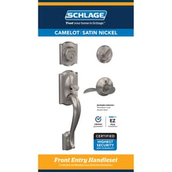 Schlage Camelot / Accent Satin Nickel Single Cylinder Handleset and Knob Right or Left Handed